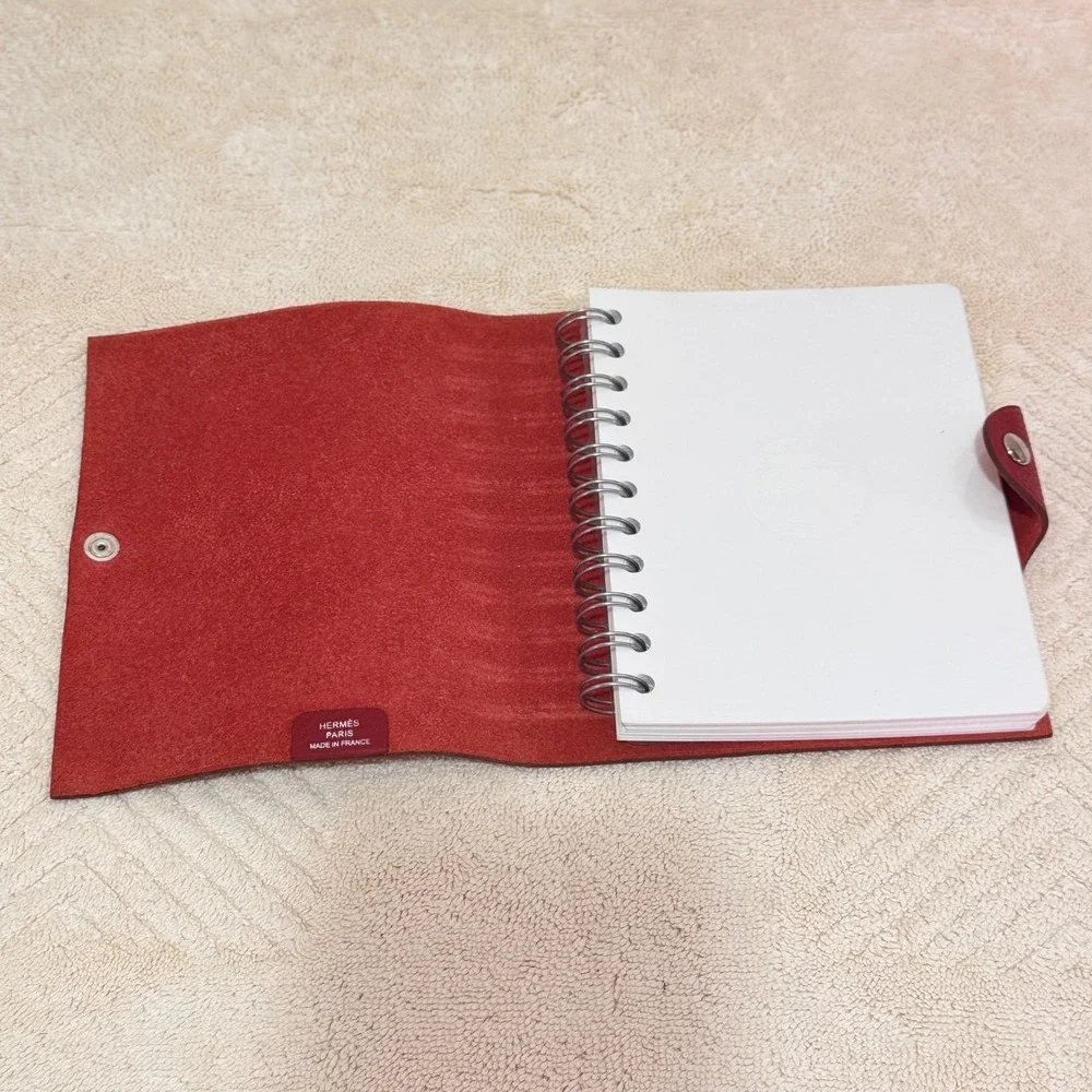 Hermès Paris Red Leather Ulysse Agenda Notebook Cover PM Refillable Planner Box